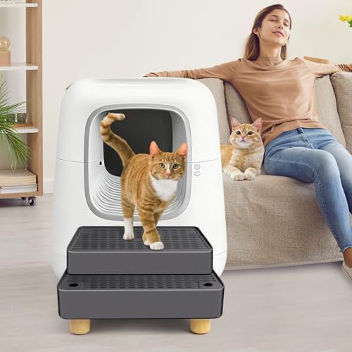 Extra Large 2 Steps Cat Litter Box Step Ramp, Cat Litter Catcher Mat - Image 7