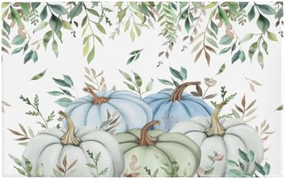 Giwawa Fall Blue Pumpkin Bath Rug Autumn Harvest Bathtub Mat Non Slip Absorbent by Giwawa