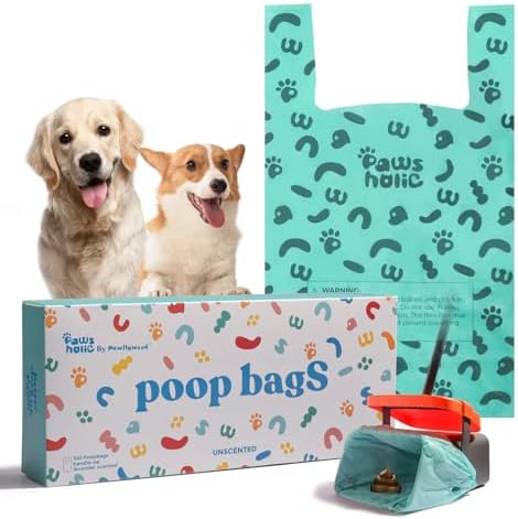 Dog Poop Bags with Handle, fit for Swivel Bin Pooper Scooper, Cornstarch Based by PAWSHOLIC