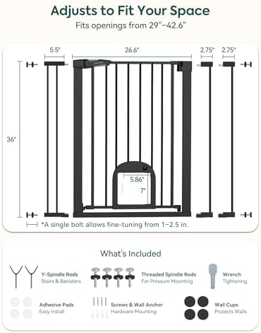 Babelio 36" Tall Pet Gate with Cat Door, CatPrivilege III - Image 4