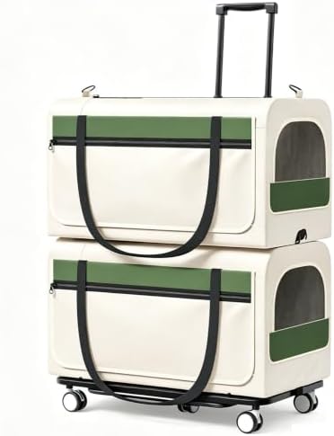 Double Decker Rolling Cat Carrier Large Wheeled Pet Carrier by Unknown