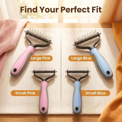 Pet Grooming Dematting Comb for Dogs & Cats, Double-Sided Undercoat Rake Brush - Image 2