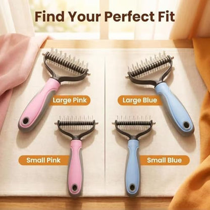 Pet Grooming Dematting Comb for Dogs & Cats, Double-Sided Undercoat Rake Brush - Image 2