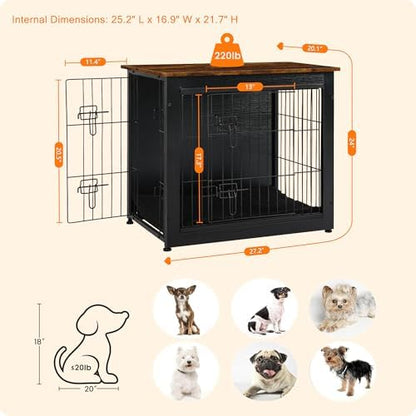 DWANTON 27" Dog Crate Furniture, Dog Kennel Indoor, - Image 3