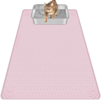 Silicone Cat Litter Mat for Litter Box 40”x28” Large Cat Mat by Bartuke