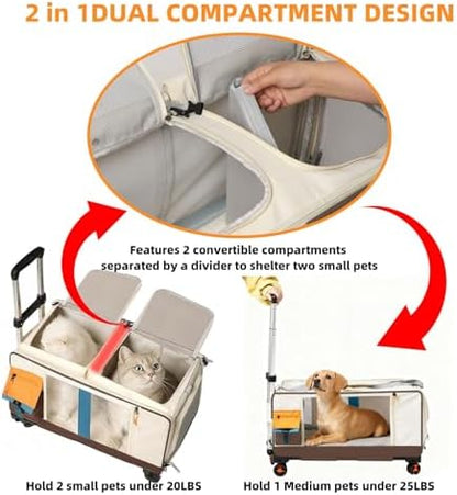 Large Cat Carrier with Wheels, Rolling Folding Soft-Sided - Image 3