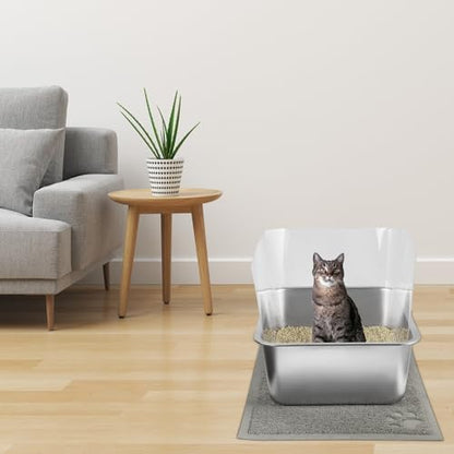 2 PCS Stainless Steel Cat Litter Box, Extra Large Metal Litter Box - Image 7