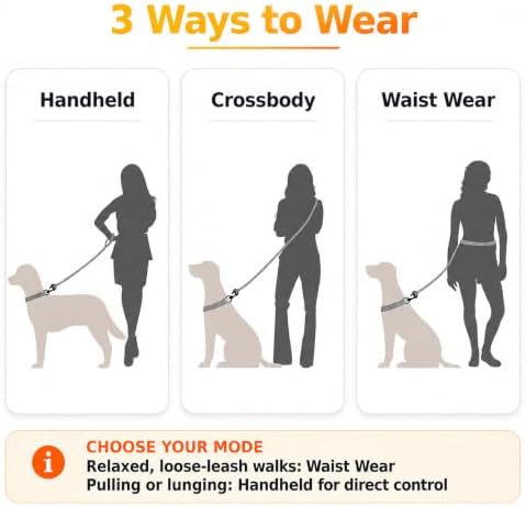 Hands Free Dog Leash, Double Handle Leash 5.5FT Yellow-Orange - Image 2