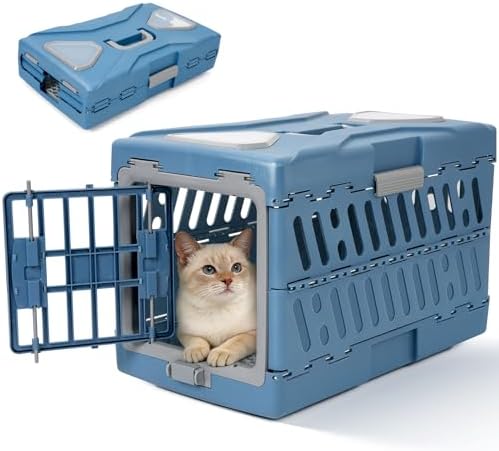 Pet Carrier for Cats & Small Dogs, Foldable Hard Cat Carrier by HWAEYEM