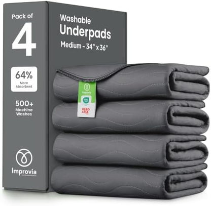 IMPROVIA® Washable Underpads, Heavy Absorbency Reusable Incontinence Pads by IMPROVIA