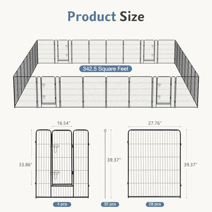 DUMOS Dog Playpen 40 Inch 32 Panels Indoor Outdoor Metal Pet Fence - Image 5