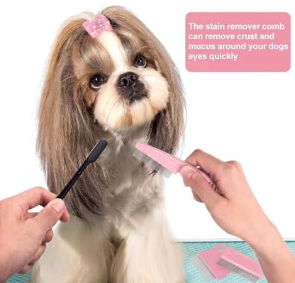 Fullhawl 5 Pcs Dog Eye Combs Tear Stain Remover Combs, Light Pink - Image 6