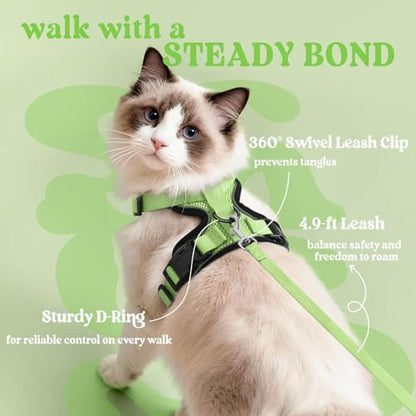 rabbitgoo Cat Harness and Leash Set, Escape Proof Vest, Light Green - Image 5