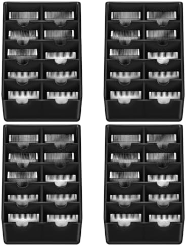 4 Pack Black Clipper Blade Holder 10 Slot Clipper Razor Blade Rack Storage Tray by Yiyiring