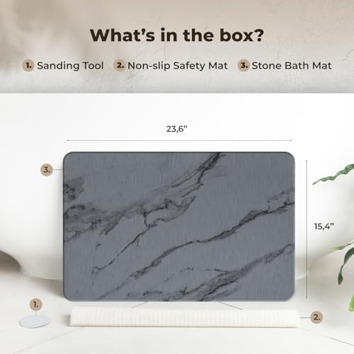 TOSORO - Stone Bath Mat Diatomaceous Earth Shower Mat Non-Slip Super Absorbent - Image 6
