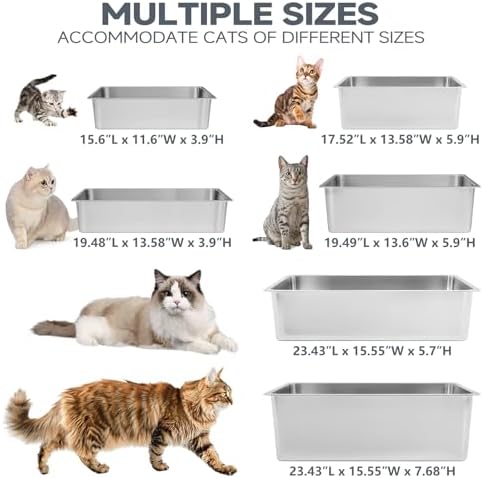 Kirecoo Large Stainless Steel Cat Litter Box Low Entry - Image 7
