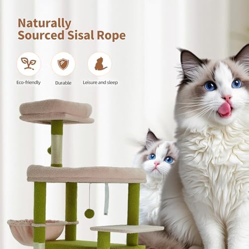 77.5 Inch Cat Tree with Bed, Observation Deck, Plush Platform & Toy Ball - Image 4
