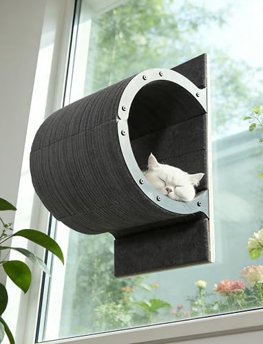 Cat Window Perch with Scratching Bed, Versatile Climbing Shelves Mounted by by Caloreduce