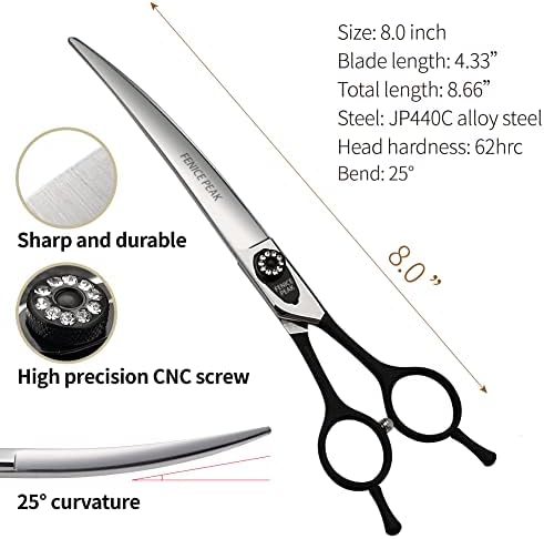 Fenice 8.0 inch Dog Grooming Curved Scissors - Image 2