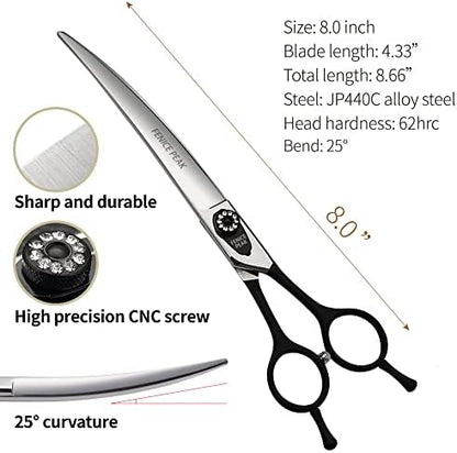 Fenice 8.0 inch Dog Grooming Curved Scissors - Image 2