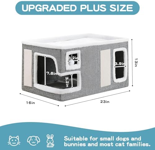 Large Cat Houses for Indoor Cats, Extra Wide Cat Cave Bed - Image 4