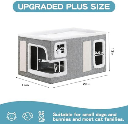 Large Cat Houses for Indoor Cats, Extra Wide Cat Cave Bed - Image 4