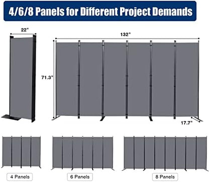 Room Divider 6 Panel-132''Wide, 6FT Room Dividers and Folding Privacy Screen - Image 6