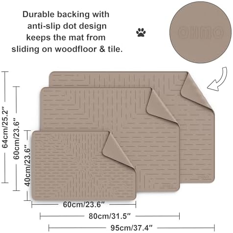 OHMO XL Cat Litter Mat, 37.5x25.2 Silicone Trapping Mat Beige - Image 4