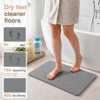AWW Stone Bath Mat, Diatomaceous Earth, Cat Pattern - Image 2