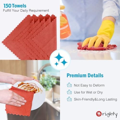 Orighty Microfiber Cleaning Cloth Bulk, 150 Pack Shop Towels 12x12 in - Image 5
