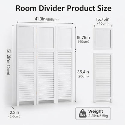 3 Panel Room Divider, Folding Wood Privacy Screen - Image 6