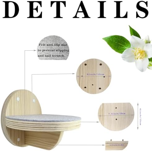 2 PCS Cat Climbing Shelf Wall Mounted, Cat Wall Shelves, Wooden Climbing Steps - Image 2
