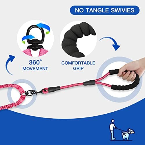 MingXpets Double Dog Leash, 360° Swivel Tangle Free Bungee Walking Training - Image 4