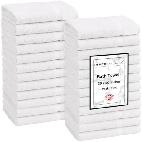 (Pack of 24 White Bath Towels Bulk 20x40 Inches by Unknown