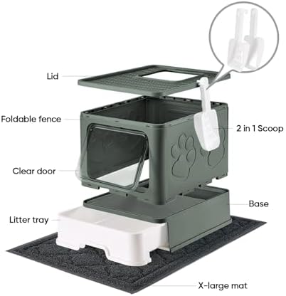Cat Litter Box with X-Large Litter Mat and Scoop - Image 6