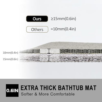 Nonslip Bathtub Mat, Anti Slip Bath Mat 0.6" Extra Thick, Quick Dry Bath Tub - Image 5