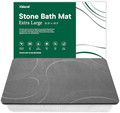 XMarrat Extra Large Stone Bath Mat, Diatomaceous Earth Mat, 31.5"x19.7" by XMarrat