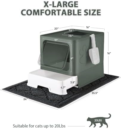 Cat Litter Box with X-Large Litter Mat and Scoop - Image 4