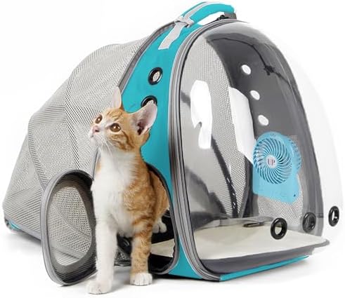 Cat Travel Backpack with Fan, Fit up to 12 lbs, Space Capsule Astronaut Clear by halinfer