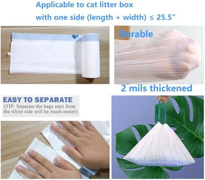 20 Count Cat Drawstring Litter Box Liners 26.6x16.7 inches 2Mils Super Thick - Image 5