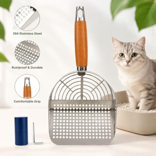 Cat Litter Scoop with Dual Sifter Holes, 304 Stainless Steel Litter Box Scooper - Image 7