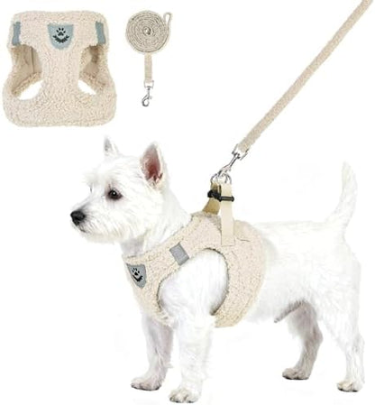 KOOLTAIL Plush Small Dog Harness and Leash Set, Warm Fleece No Pull Puppy Vest by KOOLTAIL