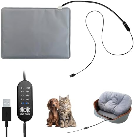 USB Pet Heating Pad – Turns Any Pet Bed Heated, 5V/2A Required, 5-Temp & Timer by GooCarePetSupplies