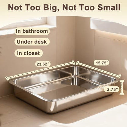 Low Entry Stainless Steel Cat Litter Box - Image 6
