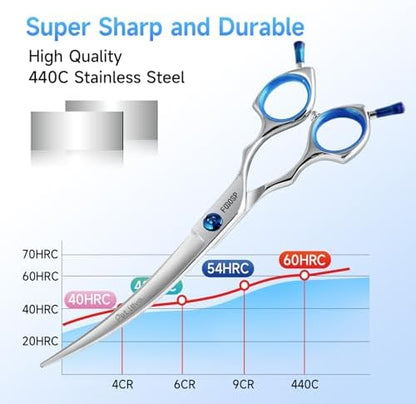 Curved Dog Grooming Scissors 7 in Curve Shears - Image 4