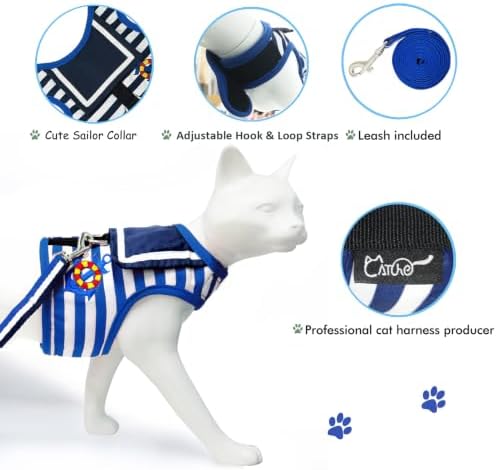 Cat Harness and Leash Set Escape Proof, Sailor Suit Navy - Image 4