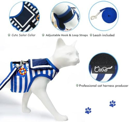 Cat Harness and Leash Set Escape Proof, Sailor Suit Navy - Image 4