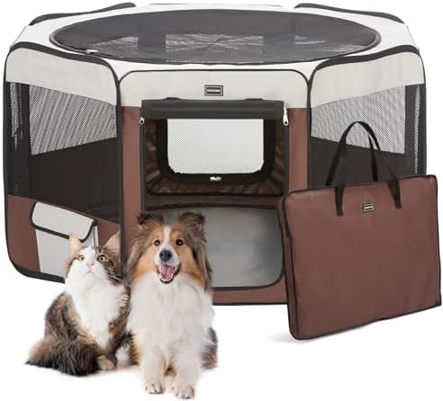 DONORO Dog Playpen 46" Portable Pet Play Pens by DONORO