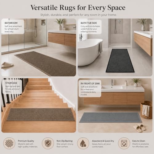 Super Absorbent Bath Runner Mat, Non-Slip Bathroom Rug, Long Narrow Floor Carpet - Image 5