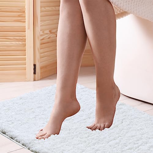 CozeCube 32"x20" White Non Slip Microfiber Bathroom Rug Washable - Image 6